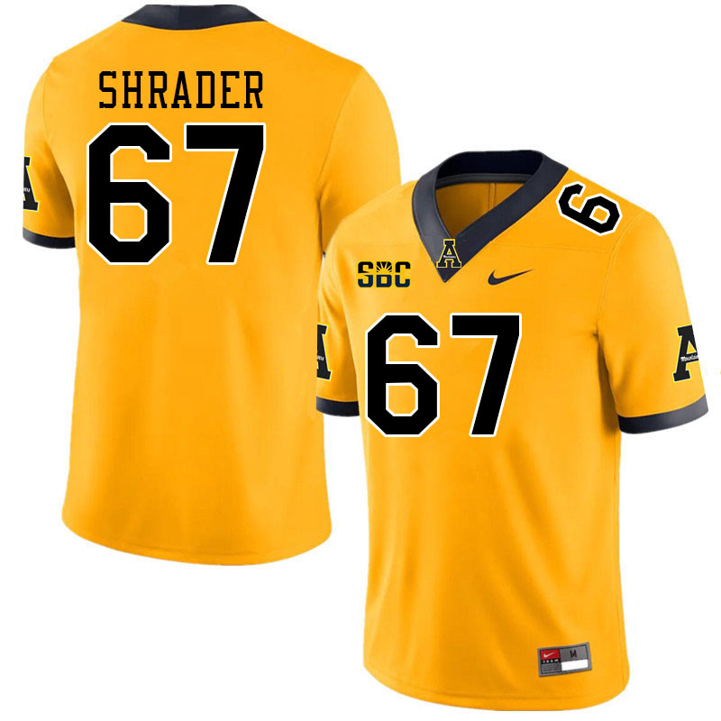 Men #67 Thomas Shrader Appalachian State Mountaineers College Football Jerseys Stitched-Gold